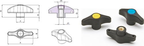 Euromodel wingnut with threaded through insert