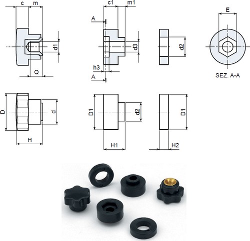 Isulating washer pair with scallop clamping knob